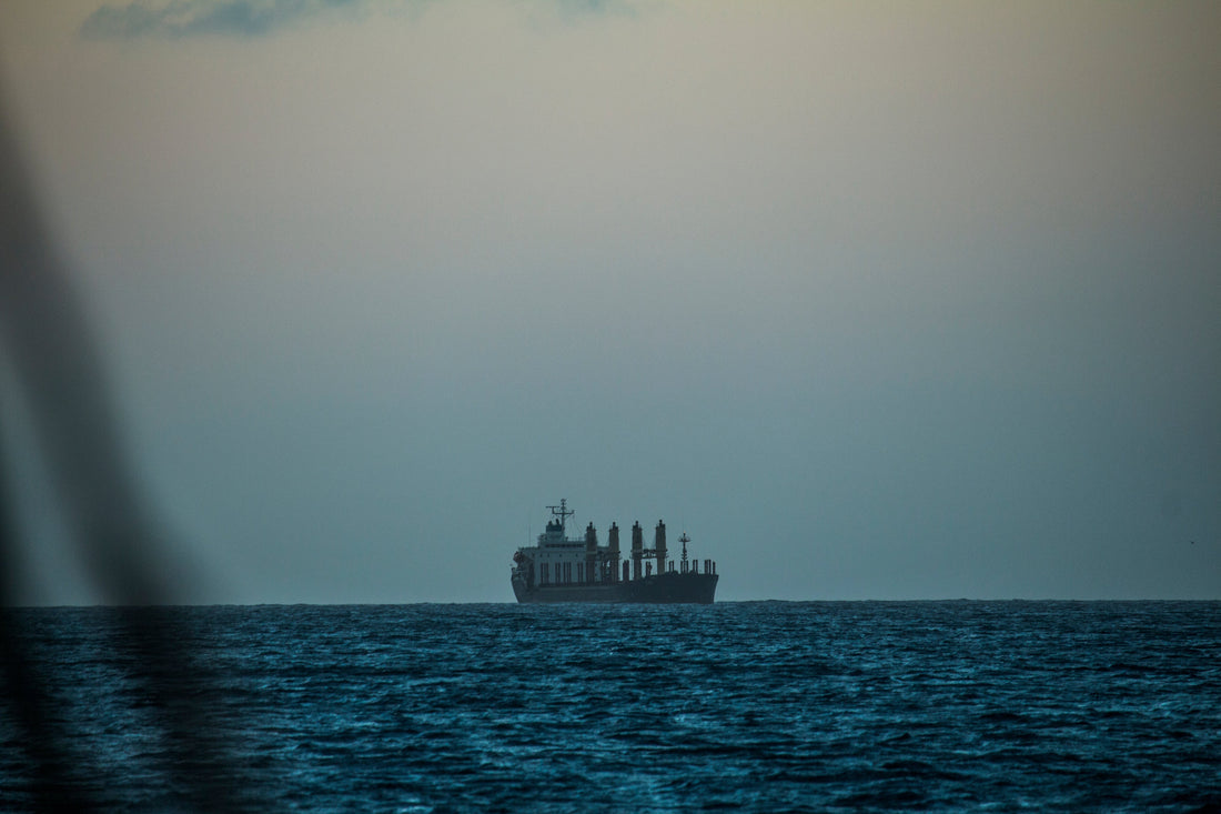 A container ship on the horizon