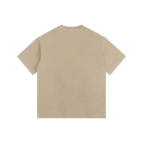 Beige t-shirt against a white background